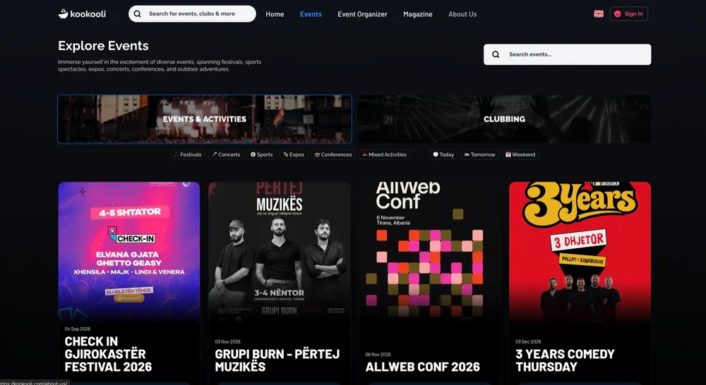 Kookooli events page